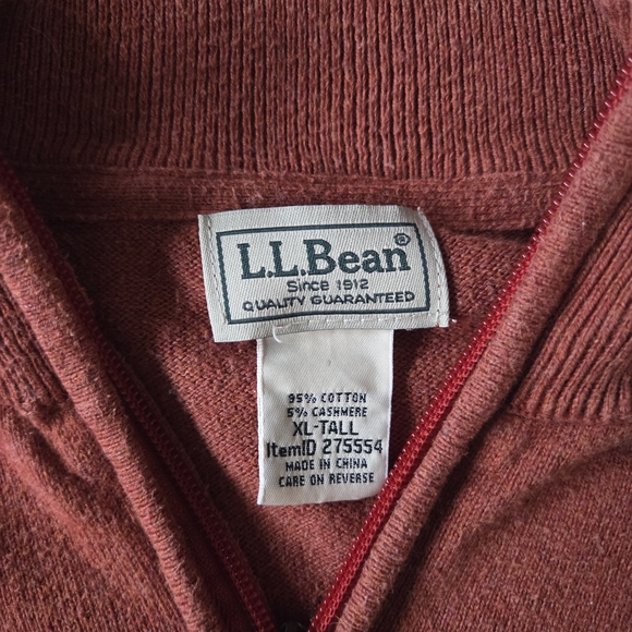 L.L. Bean Men's Zip-Up Sweater in Rust - Picture 2 of 2